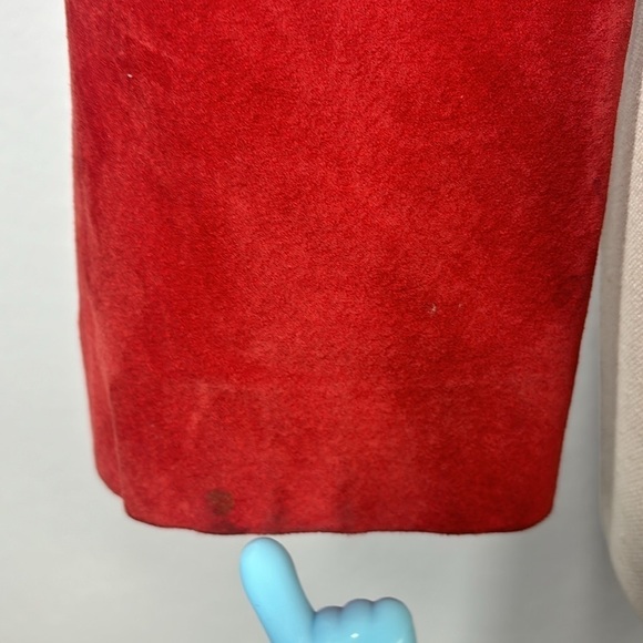 Tony Lama America red leather and suede fringe studded jacket vintage - Picture 8 of 16